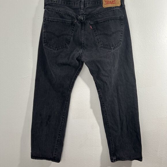 Levis 501 Jeans Mens 36x32‎ Black Straight Button Fly Denim Preppy Y2K - Picture 2 of 8